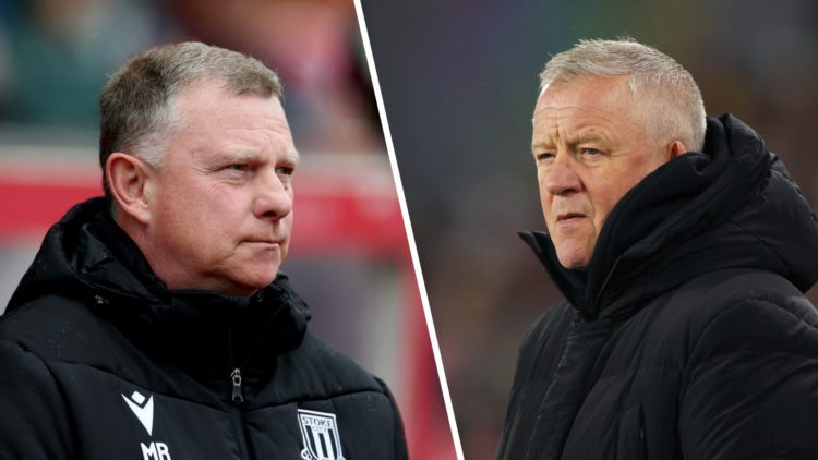 Split image of Stoke City manager Mark Robins (L) and Sheffield United manager Chris Wilder (R)