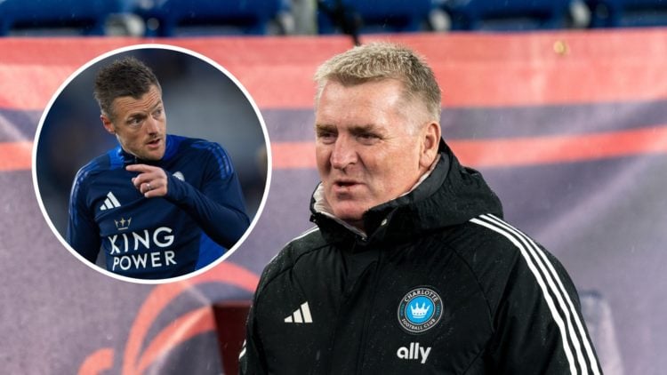 An image of Dean Smith with an inset of Jamie Vardy