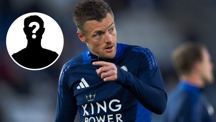 An image of Jamie Vardy with a mystery player inset
