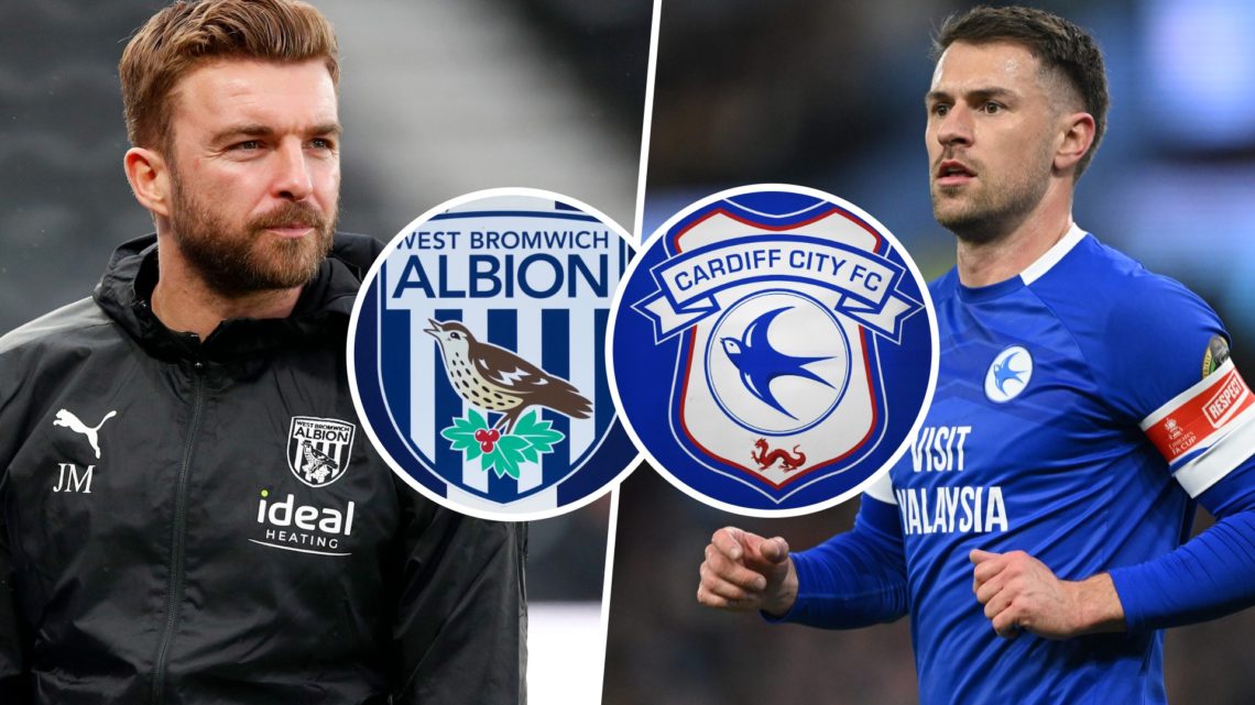 James Morrison, Aaron Ramsey, Cardiff City badge, West Bromwich Albion badge