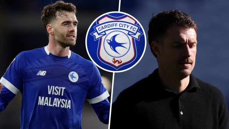Calum Chambers, Aaron Ramsey and Cardiff City badge