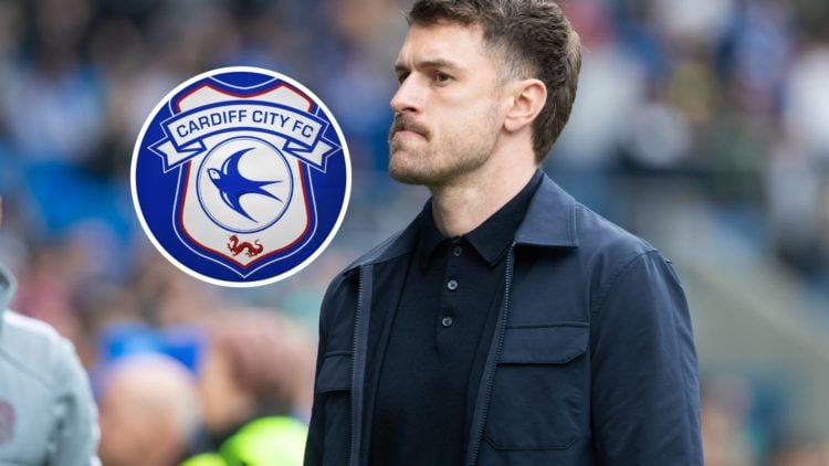 Aaron Ramsey and Cardiff City badge