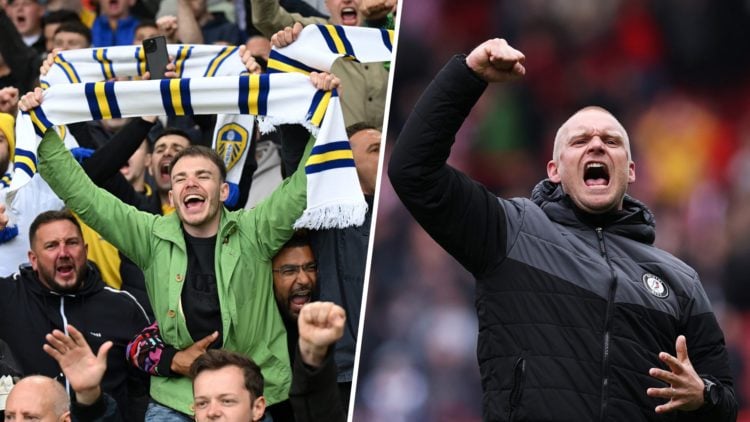 Elland Road Leeds United supporters and Liam Manning