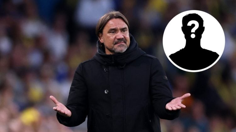 An image of Daniel Farke with a mystery player inset