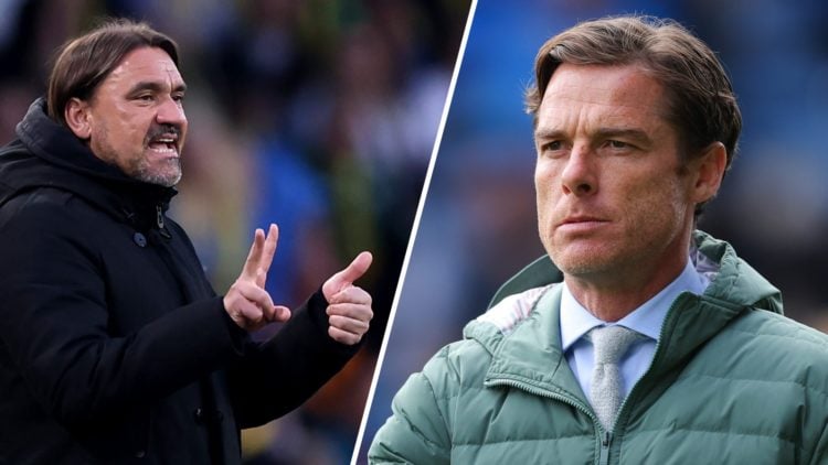 A split image of Daniel Farke and Scott Parker