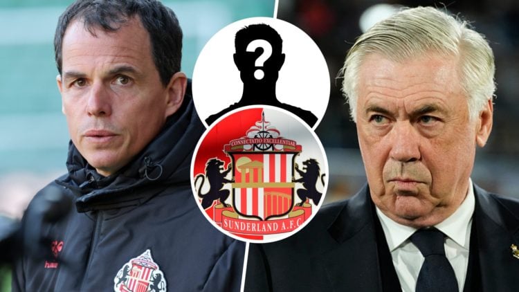 Regis Le Bris, Carlo Ancelotti, Sunderland AFC badge and mystery icon