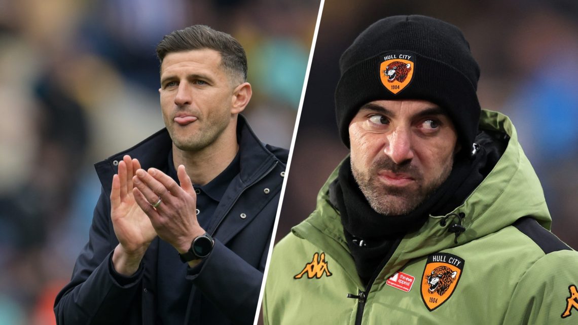 A split image of John Mousinho and Ruben Selles