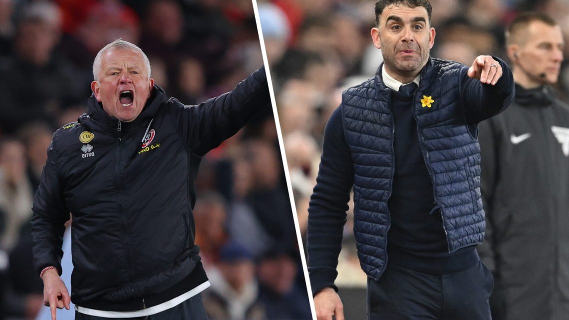 Split image of Sheffield United manager Chris Wilder (L) and Cardiff manager Omer Riza (R)