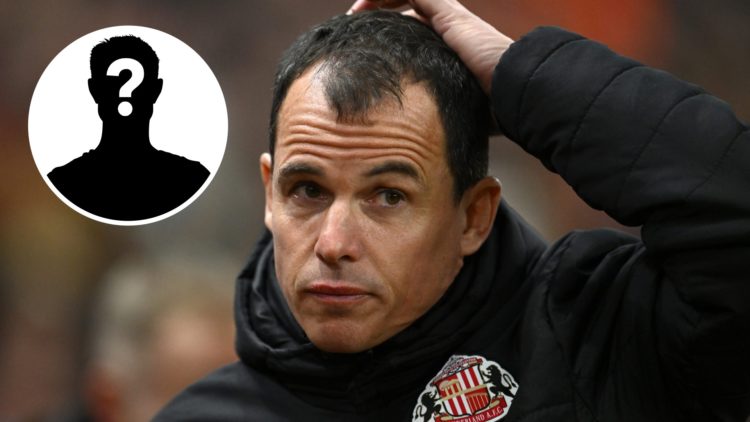 Sunderland head coach Regis Le Bris and inset, mystery player image