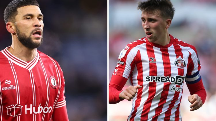 Bristol City's Nahki Wells and Sunderland's Dan Neil
