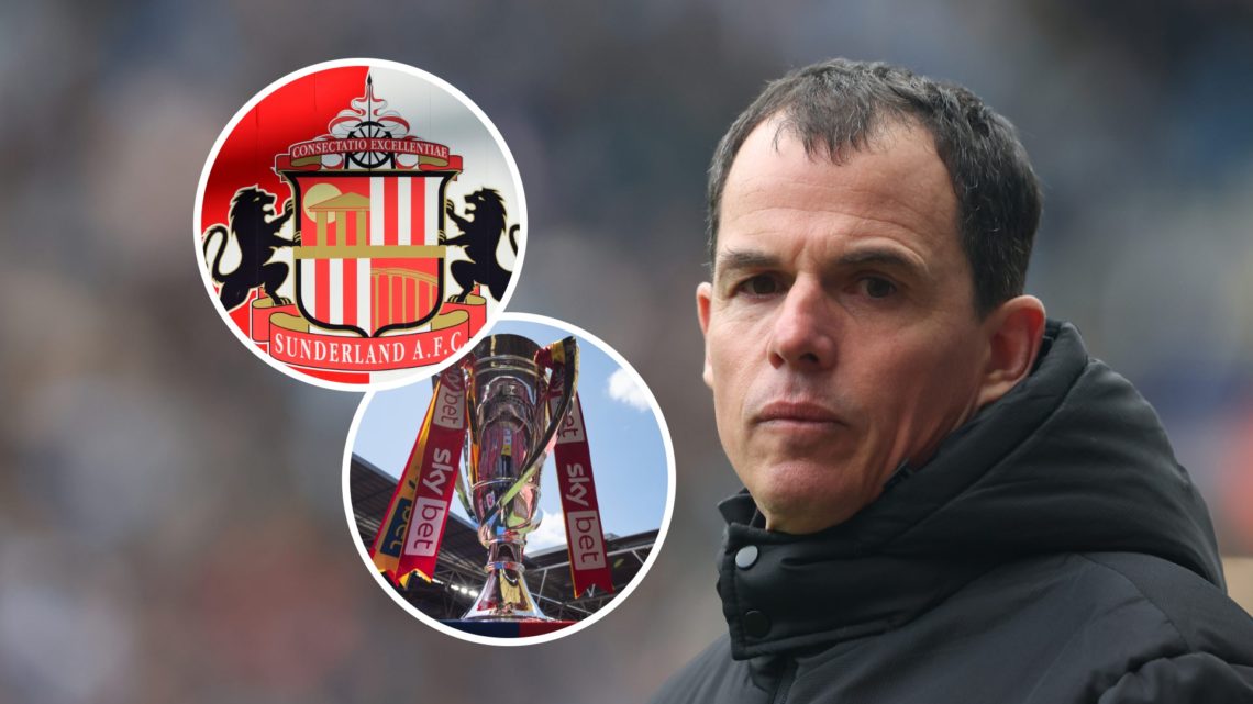 Regis Le Bris, Sunderland badge and play-off trophy