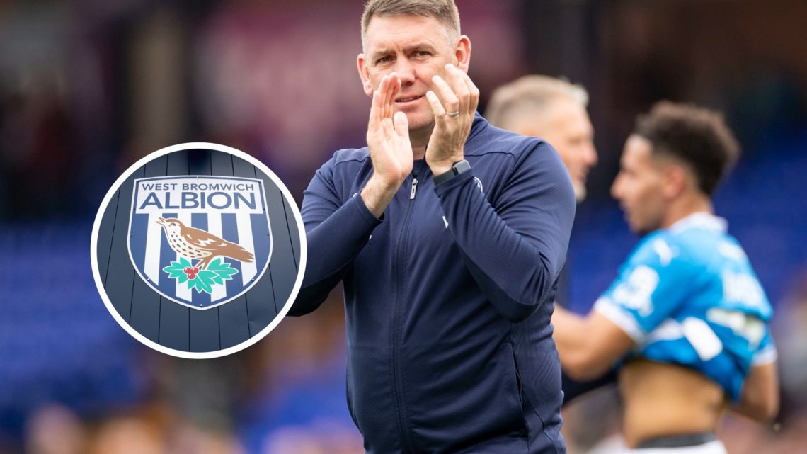 Stockport County manager Dave Challinor. Inset, West Brom badge.