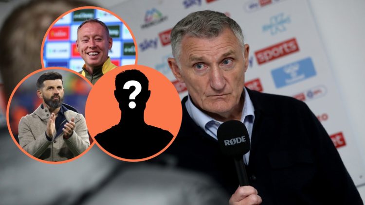 West Brom manager Tony Mowbray answers questions from the press, insets of former Leicester City manager Steve Cooper, Plymouth Argyle boss Miron M...