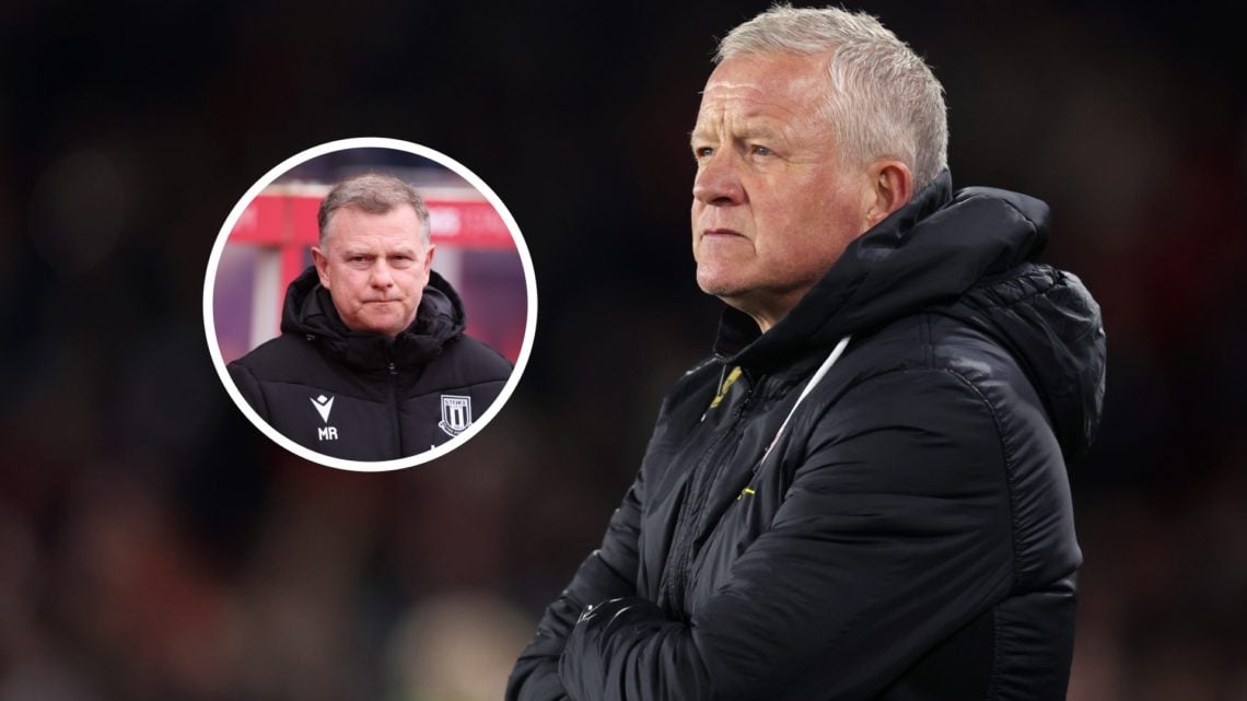 Sheffield United manager Chris Wilder. Inset, Mark Robins of Stoke City.