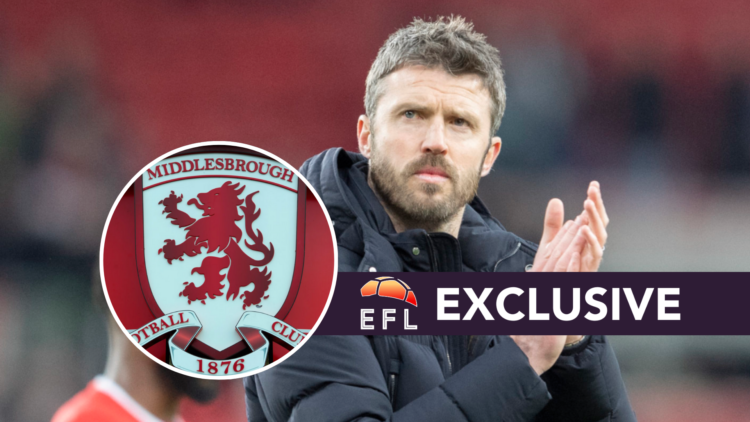Middlesbrough Manager Michael Carrick applauds the fans after the final whistle at the Sky Bet Championship match between Middlesbrough and Derby C...