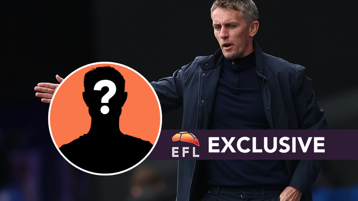 Ipswich Town manager Kieran McKenna. Inset, mystery player graphic. Overlaid, EFL Analysis exclusive banner.