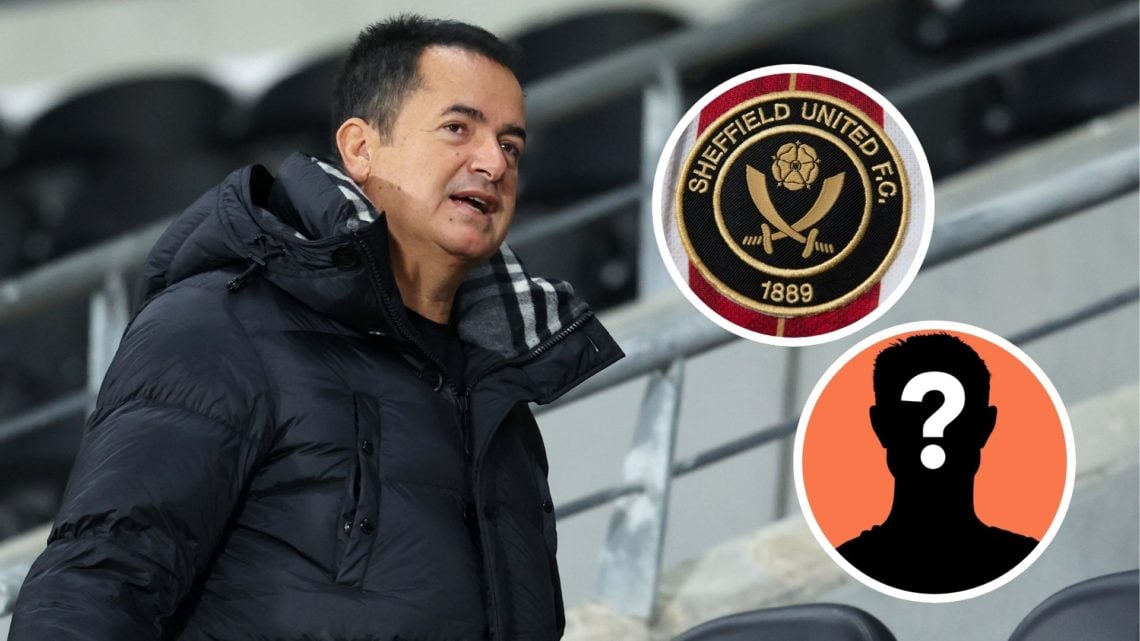 Hull City chairman Acun Ilicali arrives in the director’s box prior to a match, Inset Sheffield United club badge
