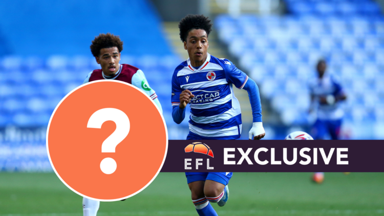 Reading FC star Andre Garcia. Inset, mystery graphic. Overlaid, exclusive branding.