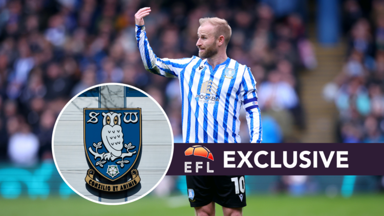 Sheffield Wednesday captain Barry Bannan. Inset, Sheffield Wednesday badge. Overlaid, exclusive branding.