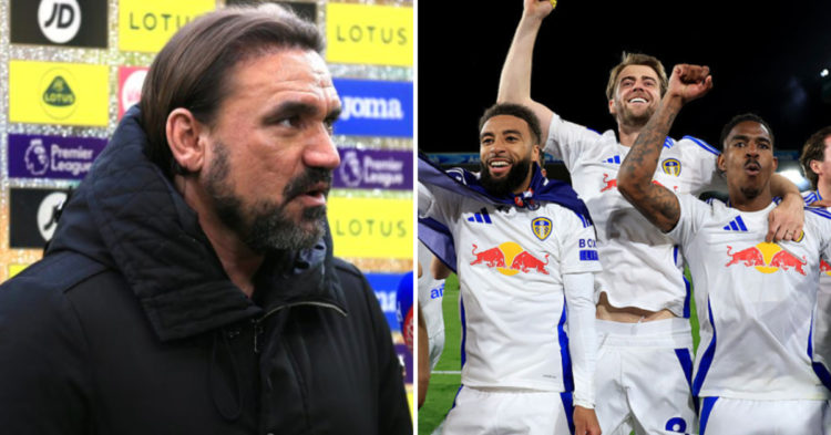 Daniel Farke is interviewed ahead of the Premier League match between Norwich City and Leeds United. Isaac Schmidt, Jayden Bogle, Patrick Bamford, ...