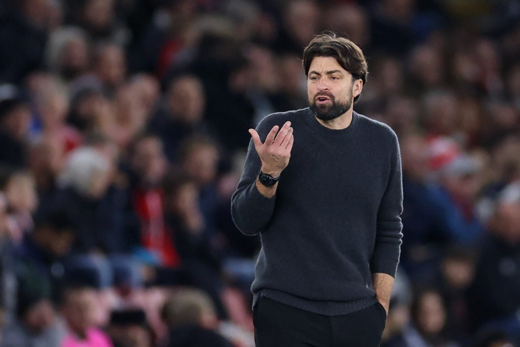 Russell Martin protests a decision during Southampton's game against Tottenham