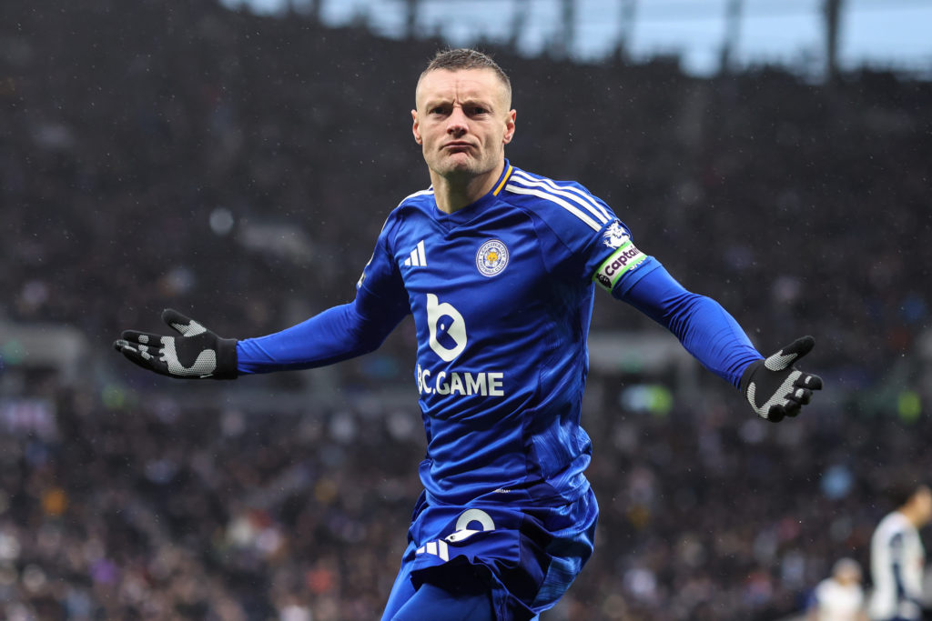 Jamie Vardy celebrates during Tottenham Hotspur FC v Leicester City FC - Premier League
