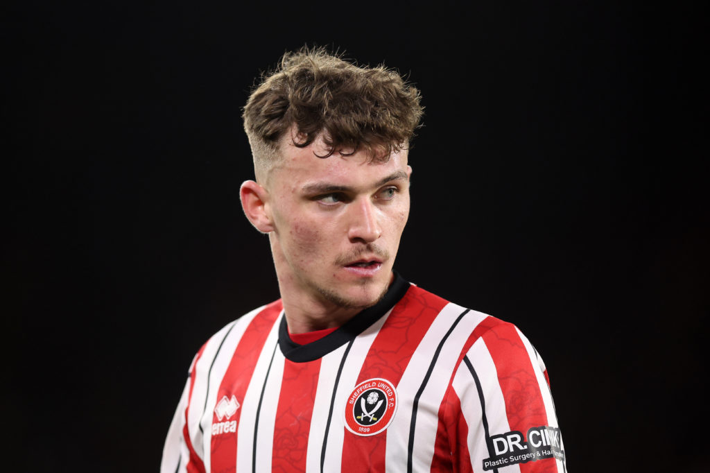 Harrison Burrows in action for Sheffield United against Hull City