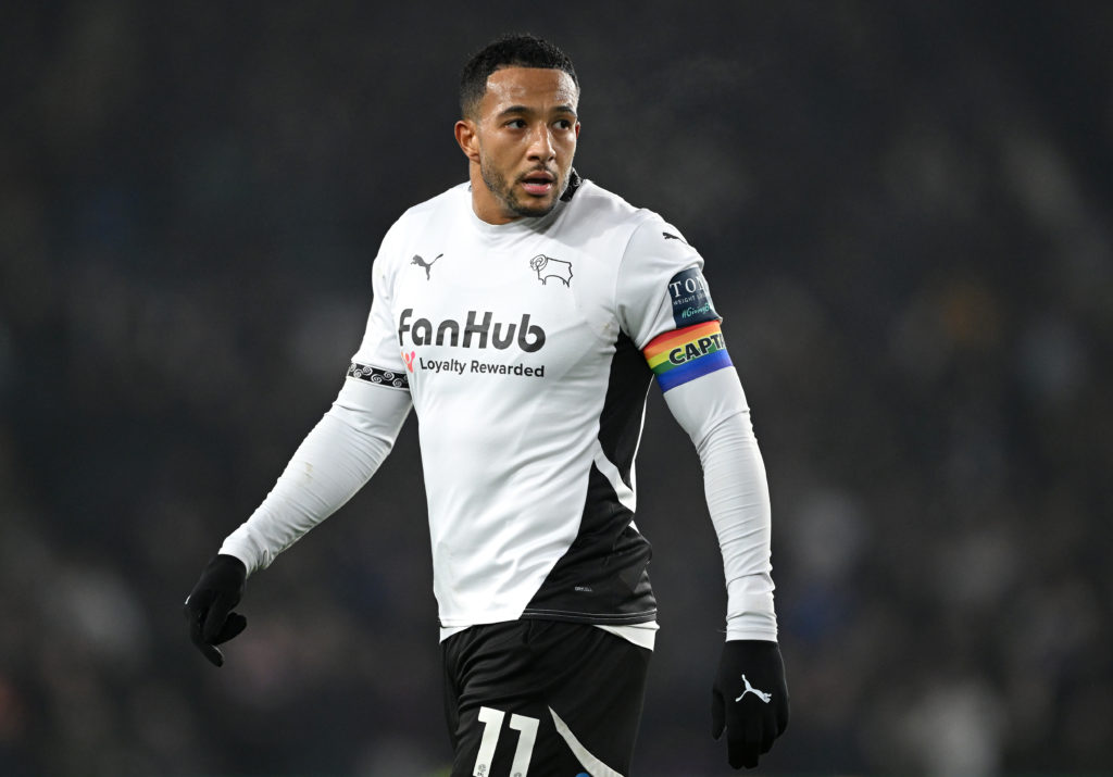 Nathaniel Mendez-Laing of Derby County during the Sky Bet Championship match between Derby County FC and Oxford United FC