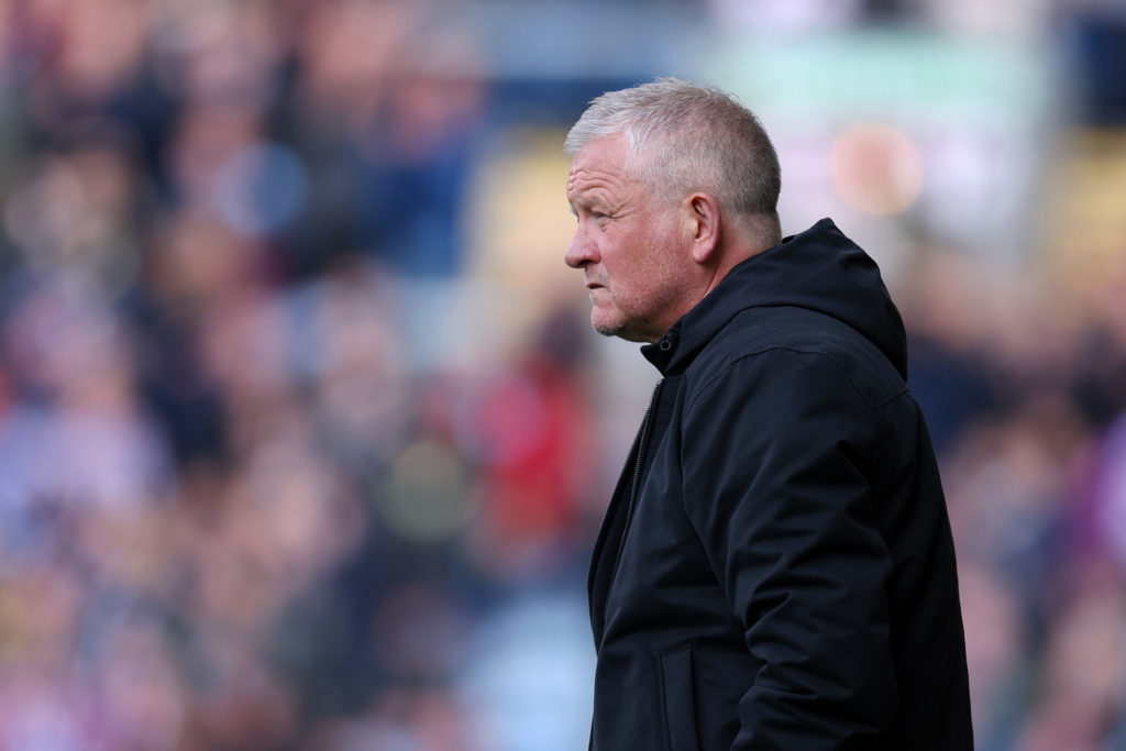 Chris Wilder, Manager of Sheffield United looks on during the Sky Bet Championship match between Burnley FC and Sheffield United FC