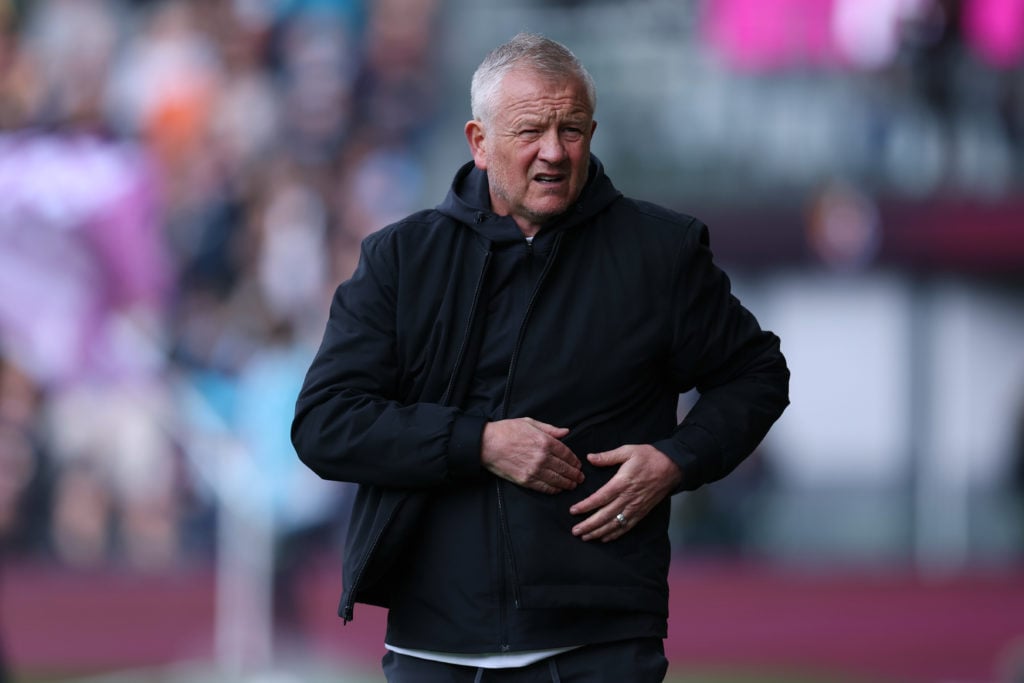 Chris Wilder, Manager of Sheffield United looks on during the Sky Bet Championship match between Burnley FC and Sheffield United FC