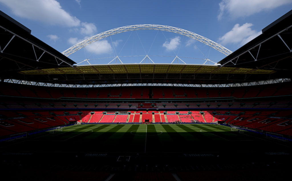 A general view of Wembley Stadium before an FA Cup semi final