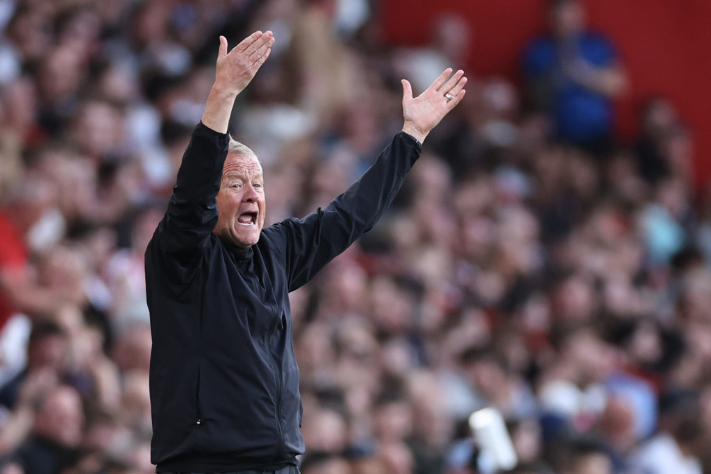 Chris Wilder reacts angrily to a decision during a Sheffield United game