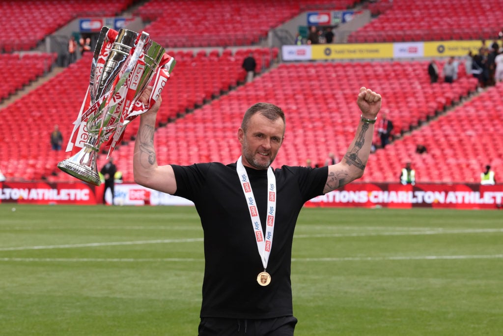 Nathan Jones celebrates after Charlton Athletic v Leyton Orient - Sky Bet League One Play Off Final