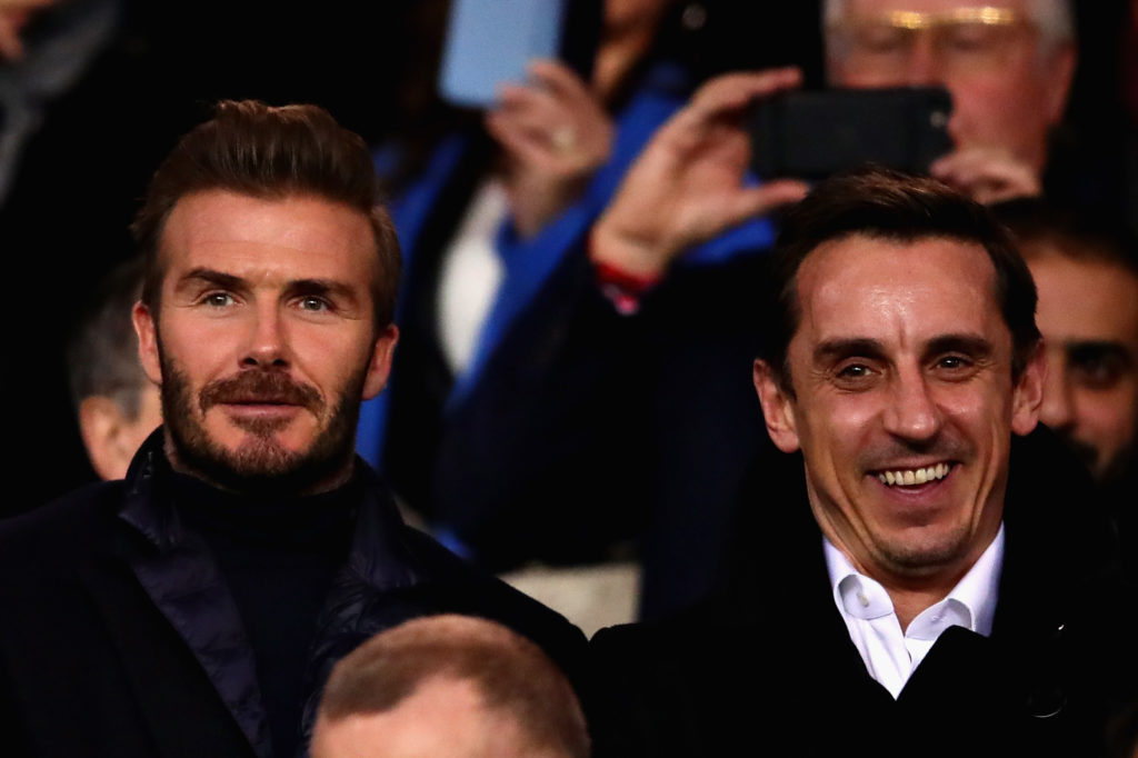 David Beckham with Gary Neville