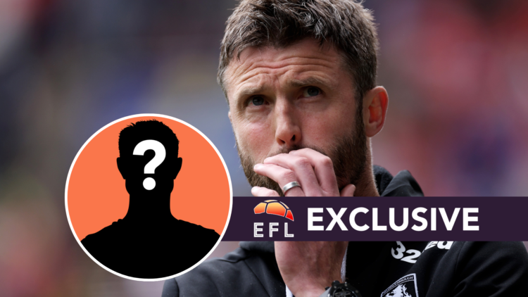 Middlesbrough manager Michael Carrick. Inset, mystery player graphic. Overlaid, exclusive branding.