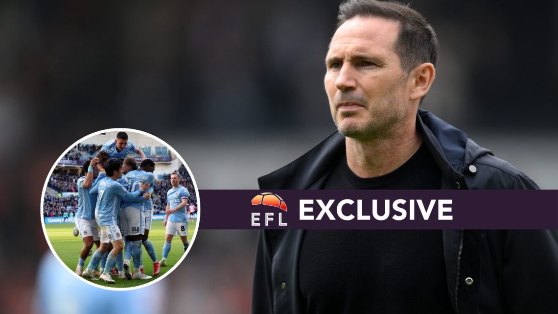 An image of Frank Lampard with an inset of Coventry City players and the exclusive banner.