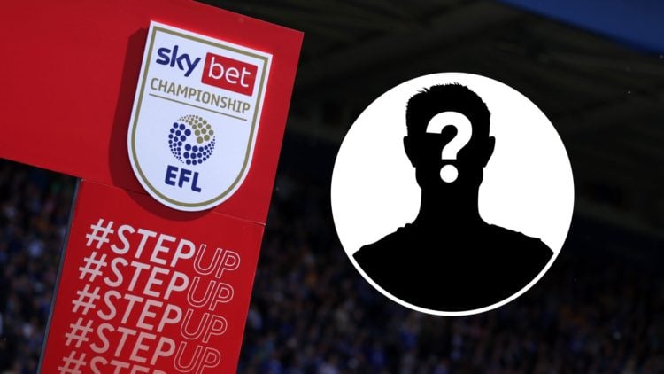 A stand showcasing the EFL Championship logo. Inset, mystery player graphic.