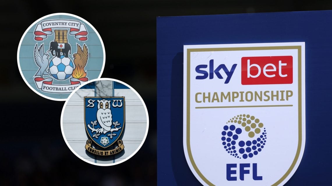 EFL Championship logo. Inset, Coventry City and Sheffield Wednesday badges.