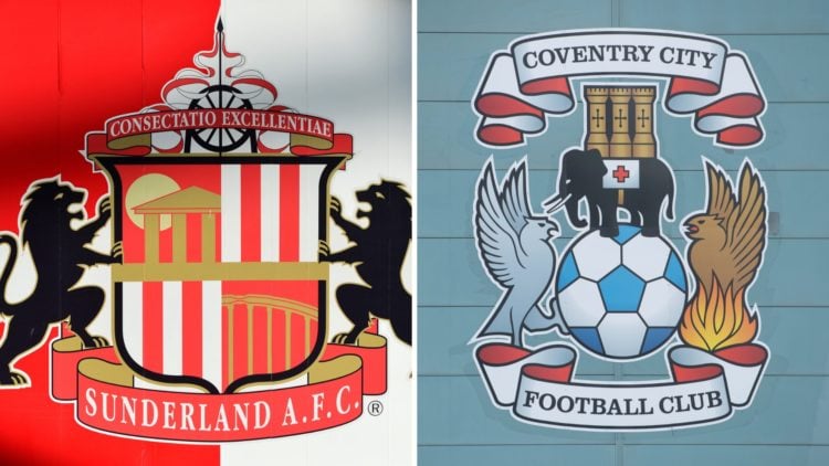 A split image of the Sunderland and Coventry City badges