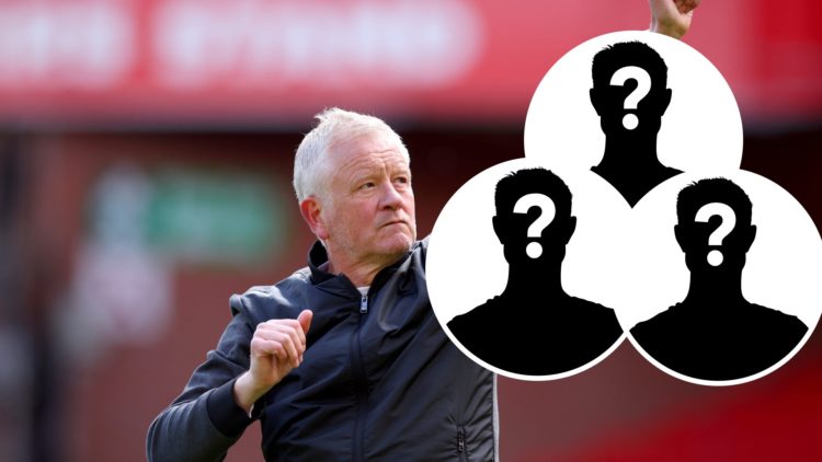 Chris Wilder gives a thumbs up to the Sheffield United fans at Bramall Lane, three insets of mystery men