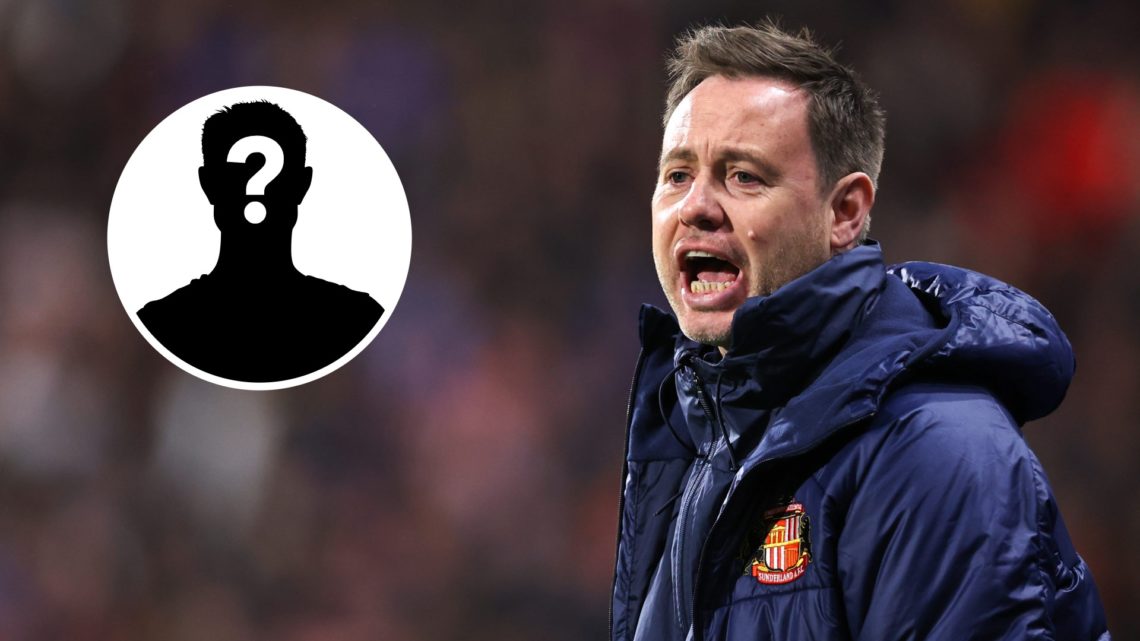 Michael Beale shouts instructions on the touchline as Sunderland manager, inset of a mystery man