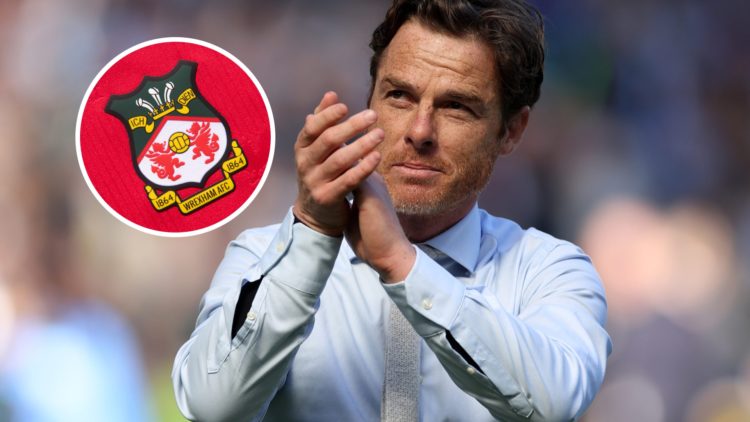 An image of Scott Parker with an inset of the Wrexham badge