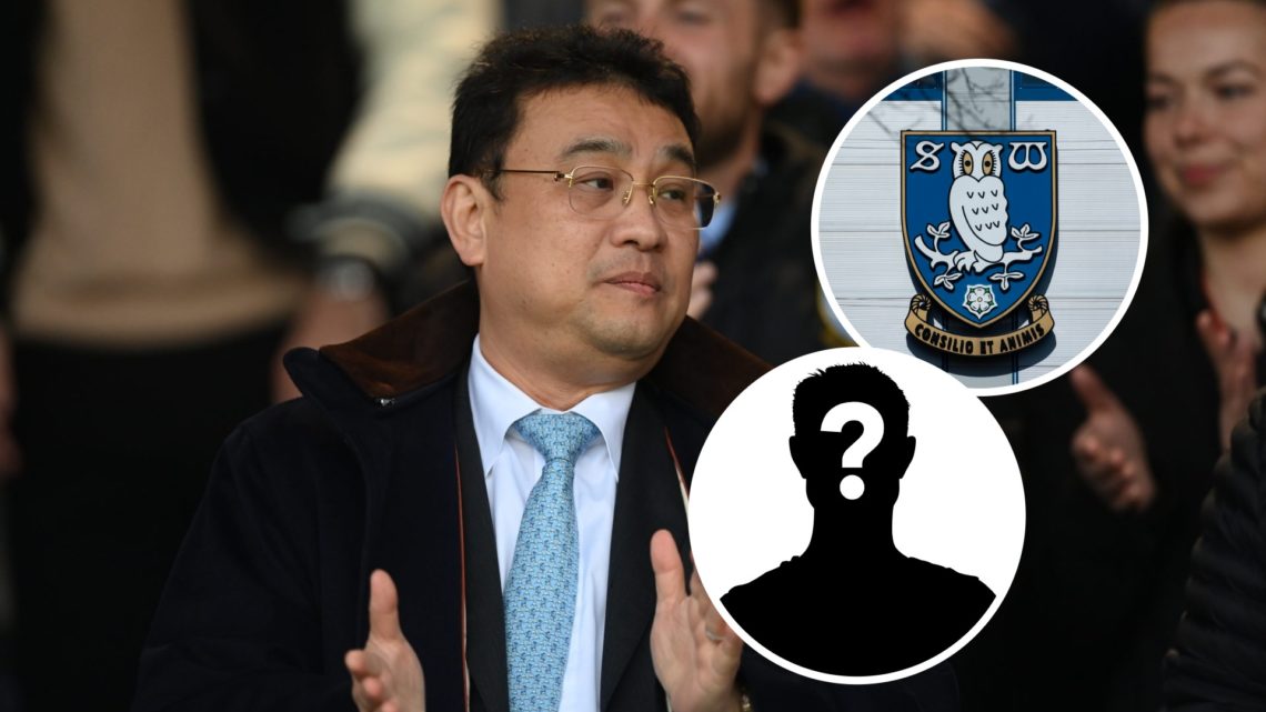 Sheffield Wednesday chairman Dejphon Chansiri. Inset, Sheffield Wednesday badge and mystery player graphic.