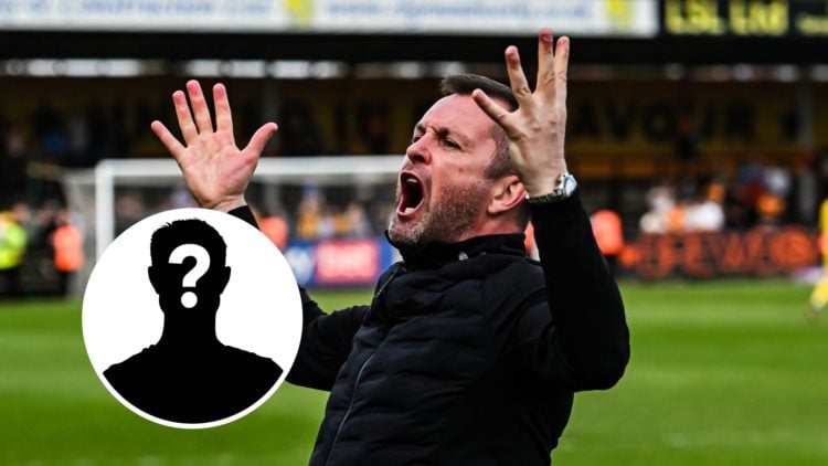 Charlton Athletic manager Nathan Jones. Inset, mystery player graphic.