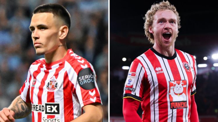 Split image of Sunderland's Enzo Le Fee (L) and Sheffield United's Tom Davies (R)