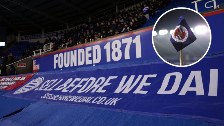 Reading fans and Reading badge on corner flag