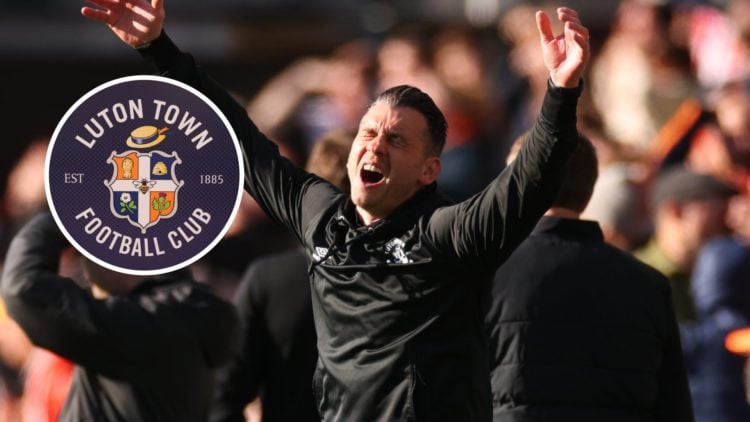 Matt Bloomfield and Luton Town badge