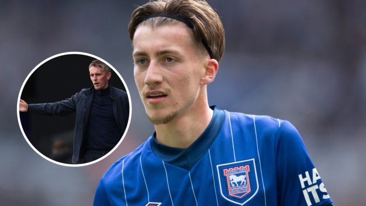 Ipswich Town player Jack Clarke and Ipswich Town manager Kieran McKenna