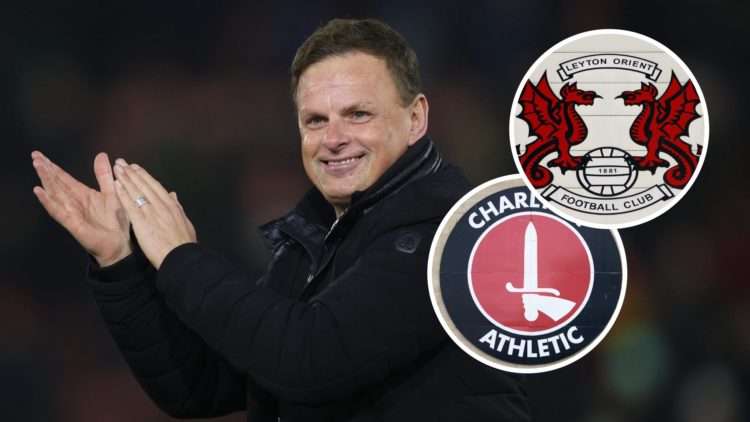 Leyton Orient manager Richie Wellens, Leyton Orient badge and Charlton Athletic badge