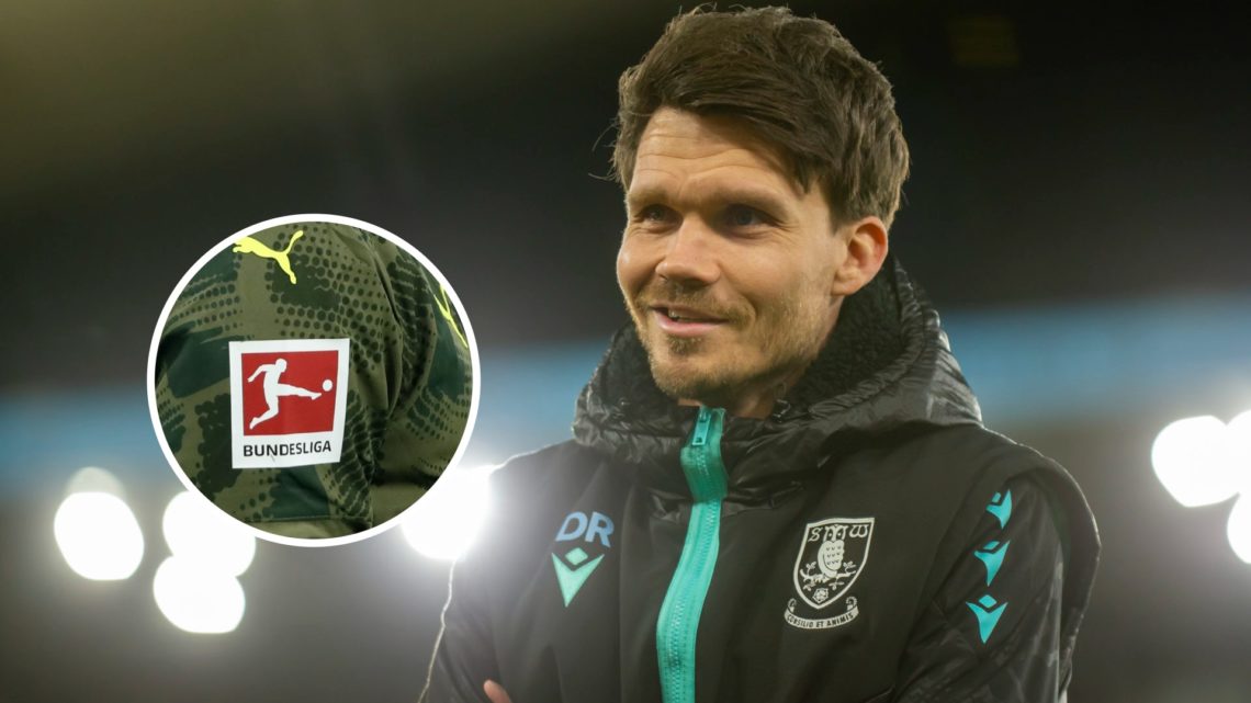 An image of Danny Rohl with an inset of the Bundesliga logo